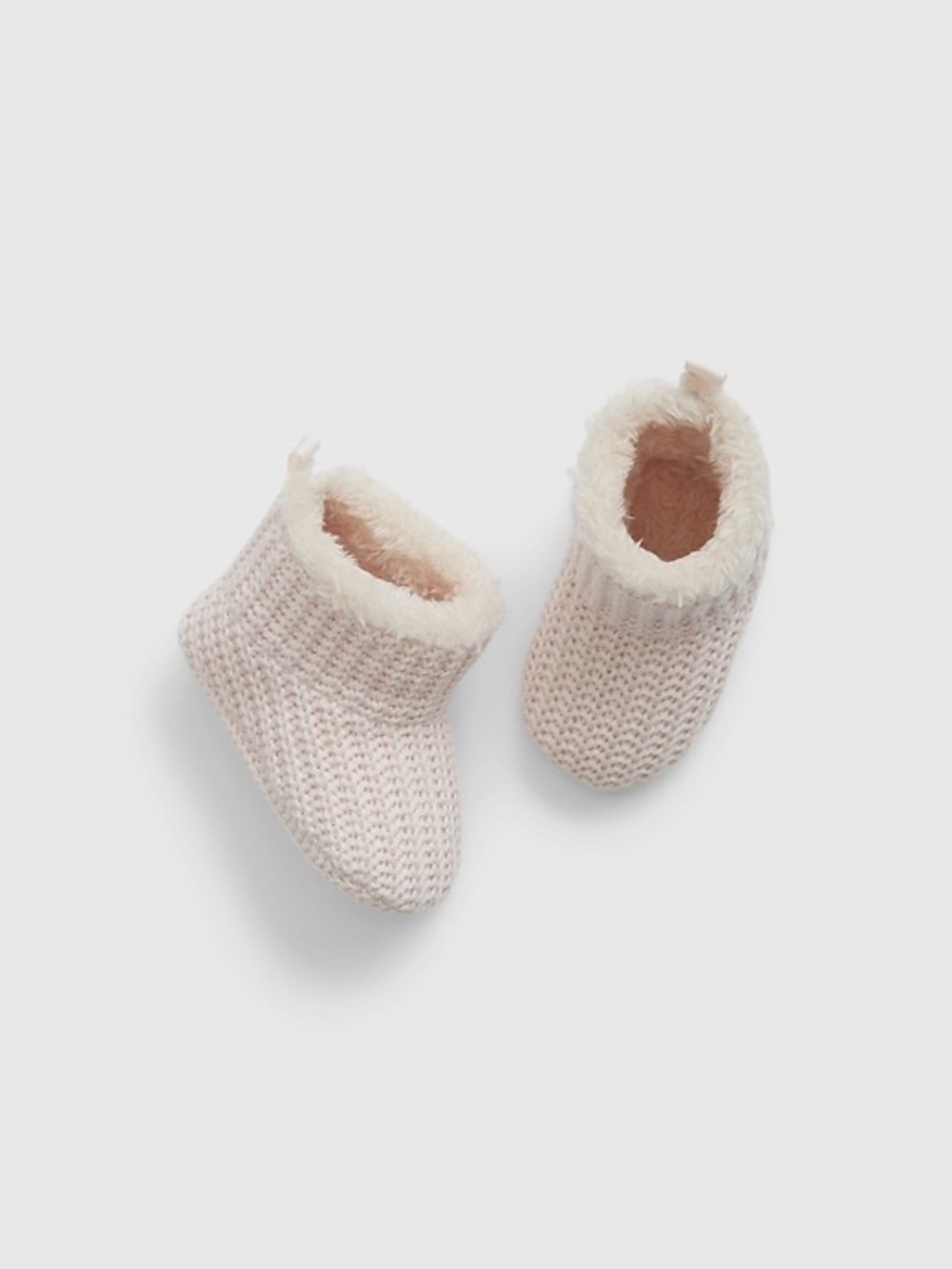 GAP Pink Knit Baby Booties with Sherpa Lined